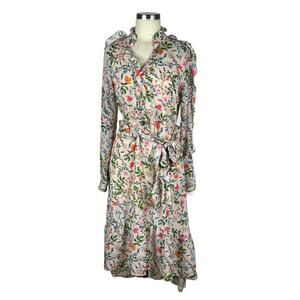 JULIA JORDAN Pink Floral Print Ruffle Midi Dress Women's Size 12 NWT Boho Preppy